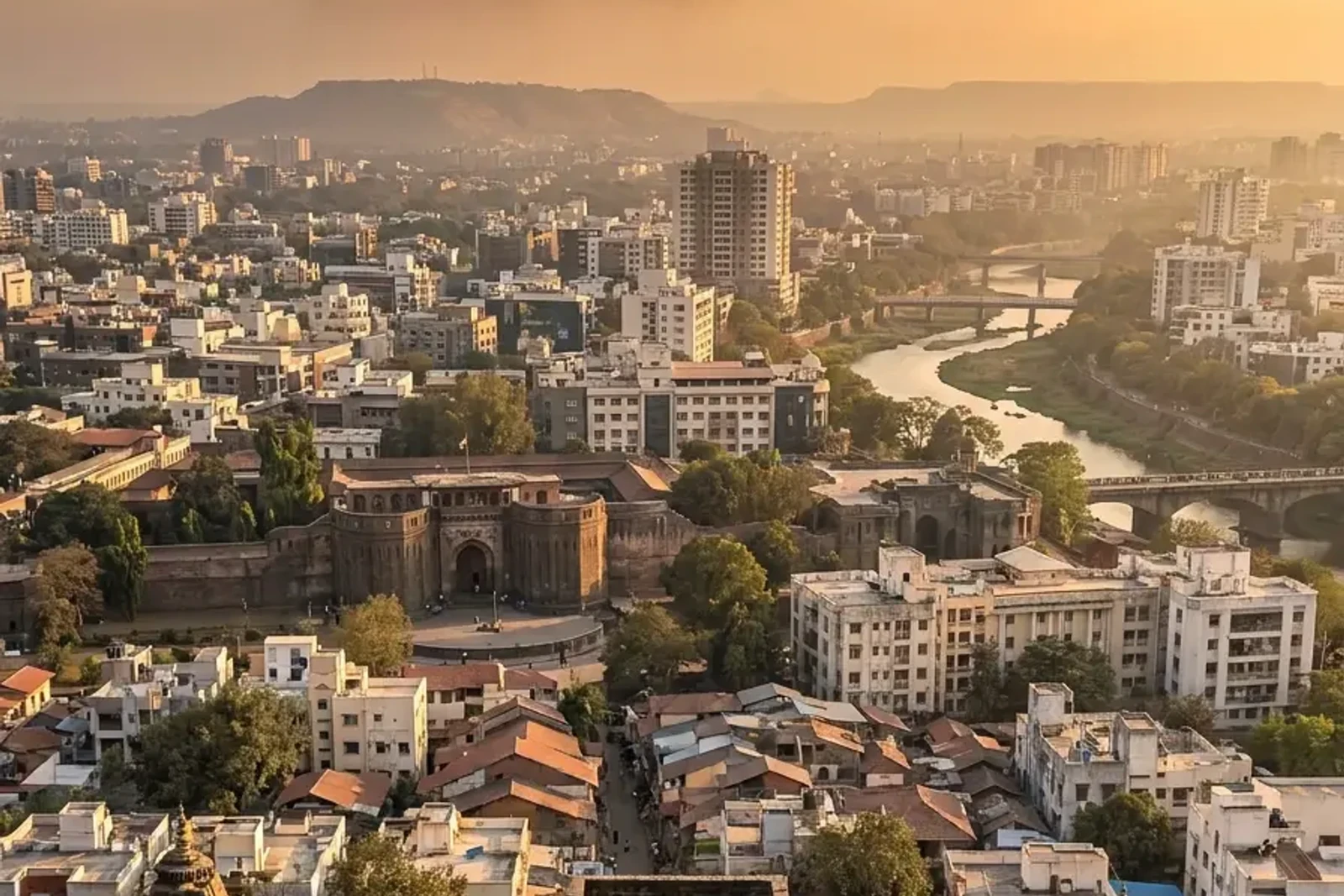 Pune city skyline from Parvati Hill