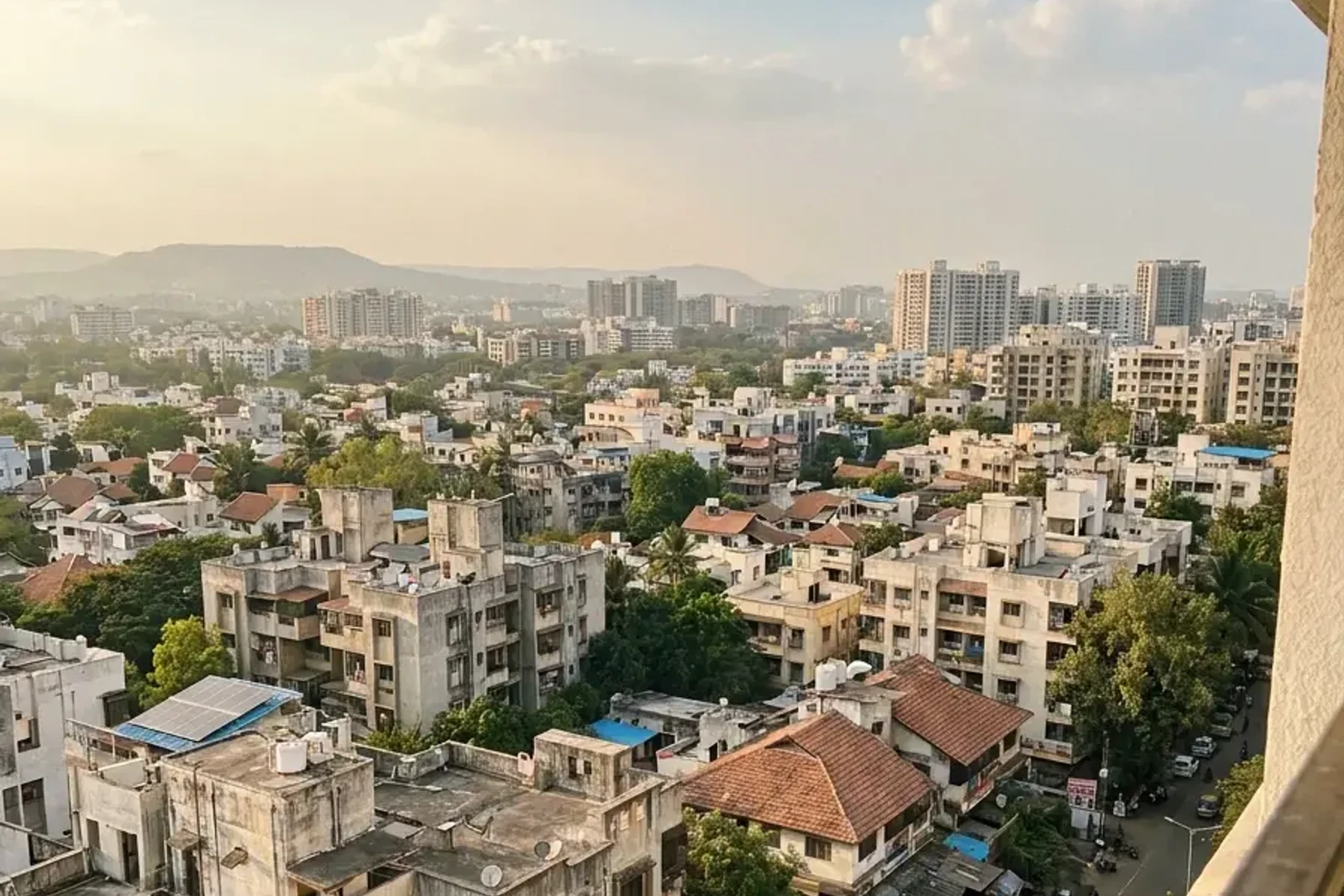 Pune residential cityscape from Parvati Hill